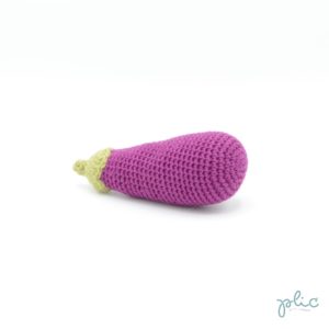 Aubergine de 13cm de long crochetée par Plic.